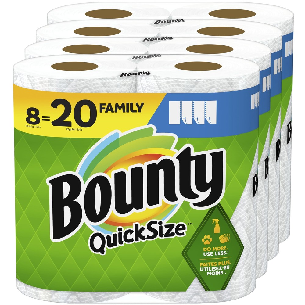 Quick Size Paper Towels, White, 8 Family Rolls = 20 Regular Rolls
