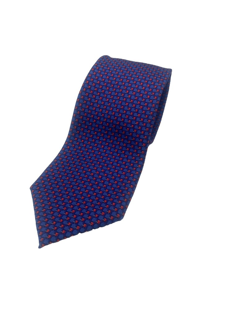 Ermenegildo Zegna Men's Blue & Red Geometric Silk Neck Tie