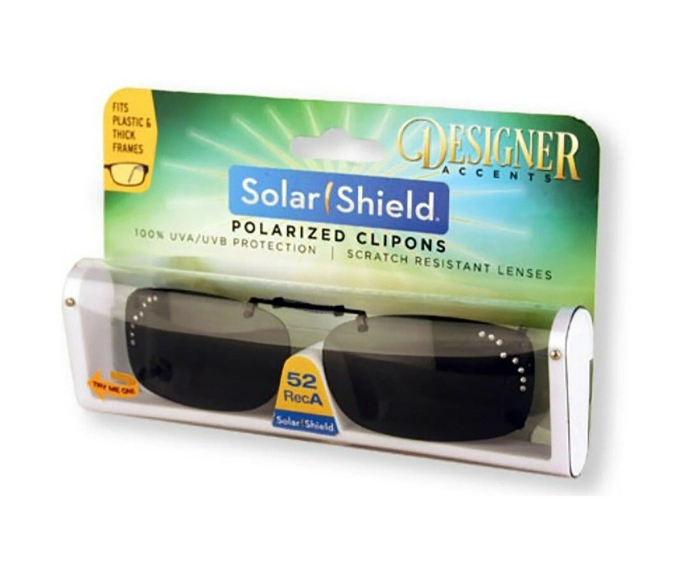 New Solar Shield Polarized Clip On 52 Rec A Designer Black Frameless Sunglasses