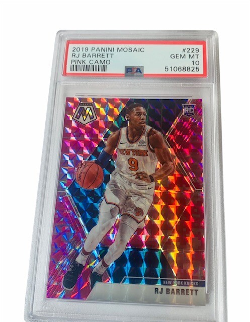 RJ Barrett Rookie RC 2019 Mosaic Prizm Pink Camo PSA 10 GEM Knicks #229 insert