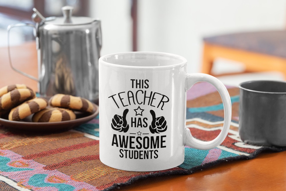 Teacher Funny Coffee Mug This Teacher Has Awesome Students - White Coffee Mug