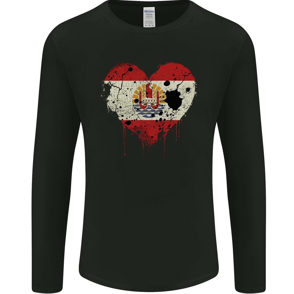 Love Flag French Polynesia Football Mens Long Sleeve T-Shirt