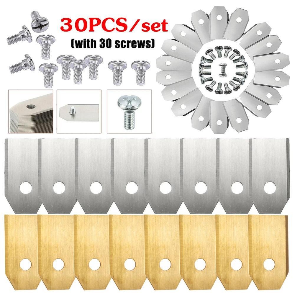 18-30pcs Stainless Steel Lawn Mower Blades Replacement Kit with Screws  