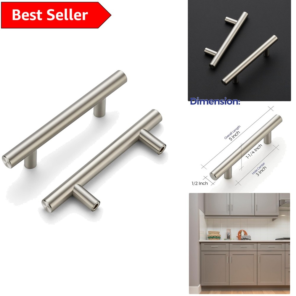 Satin Nickel 5-Inch Cabinet Pulls 30-Pack Stainless Steel Modern Hardware