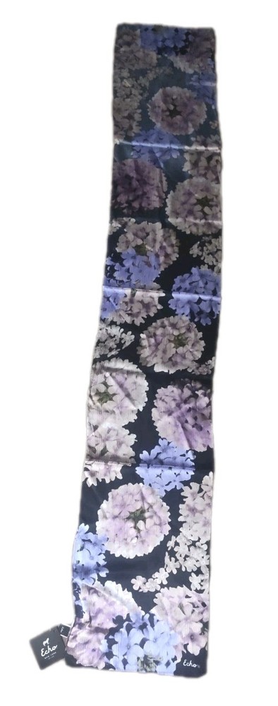 Echo Silk Floral Scarf Semi-Sheer Spring Flowers Iridescent 59-Inch Long