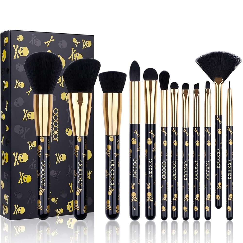 Makeup Brush Set Professional 12Pcs Goth Makeup Brushes Premium Synthetic Powder