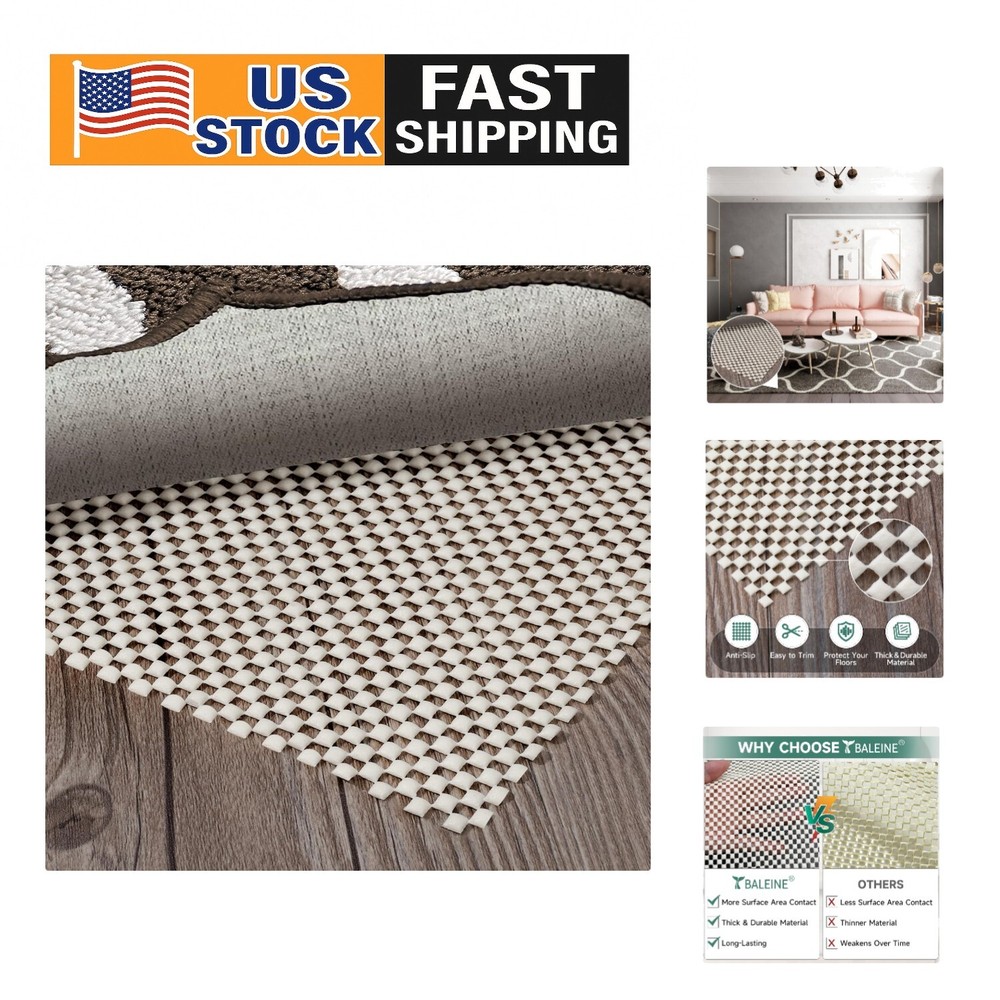 Durable 8x10 Non-Slip Rectangular Rug Pad for Floor Protection