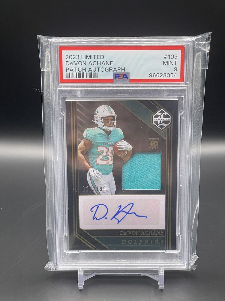 2023 Panini Limited Devon Achane Patch Auto RPA /199 PSA 9