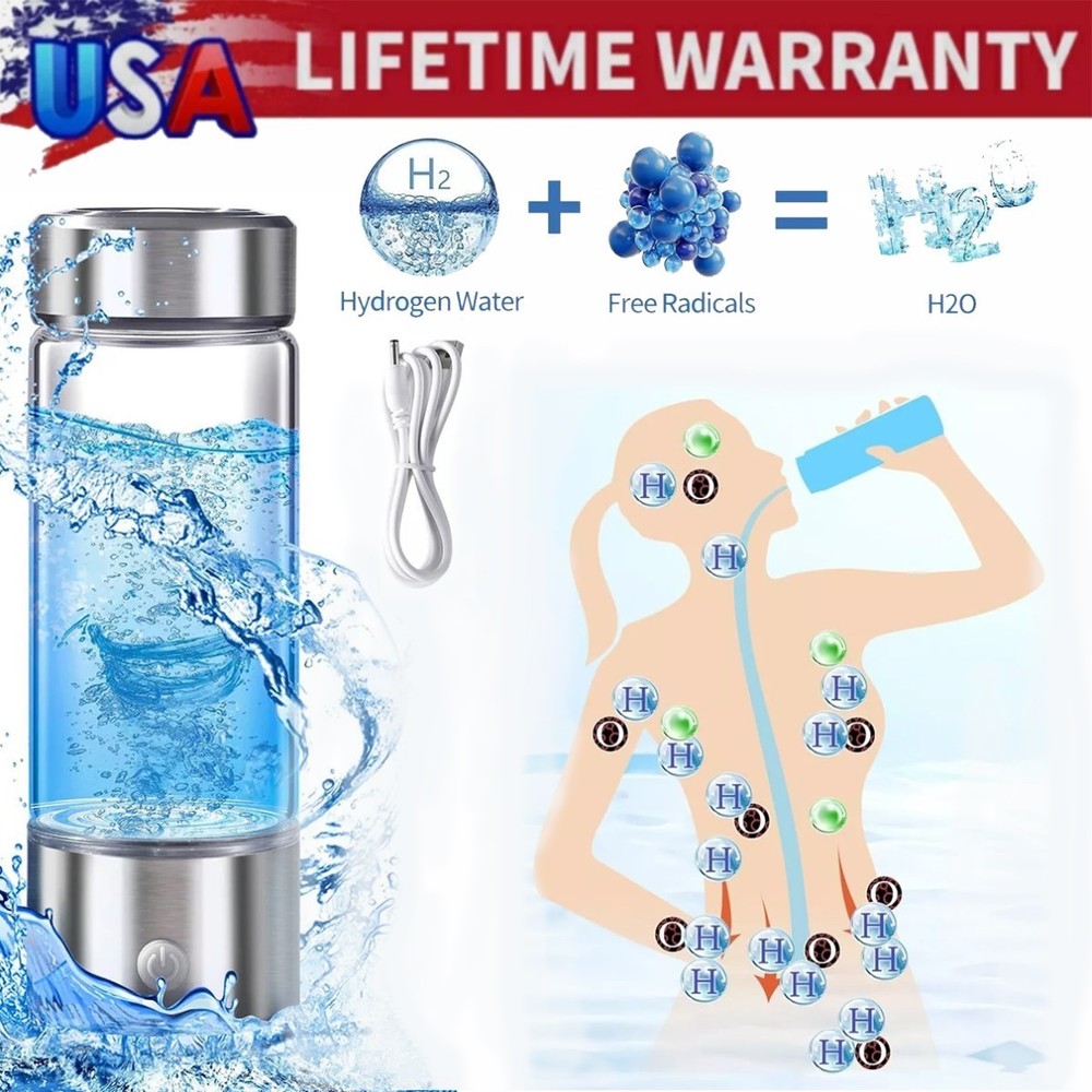 Hydrogen Rich Alkaline Water Ionizer Generator Bottle Cup Portable Mug 420ml USB