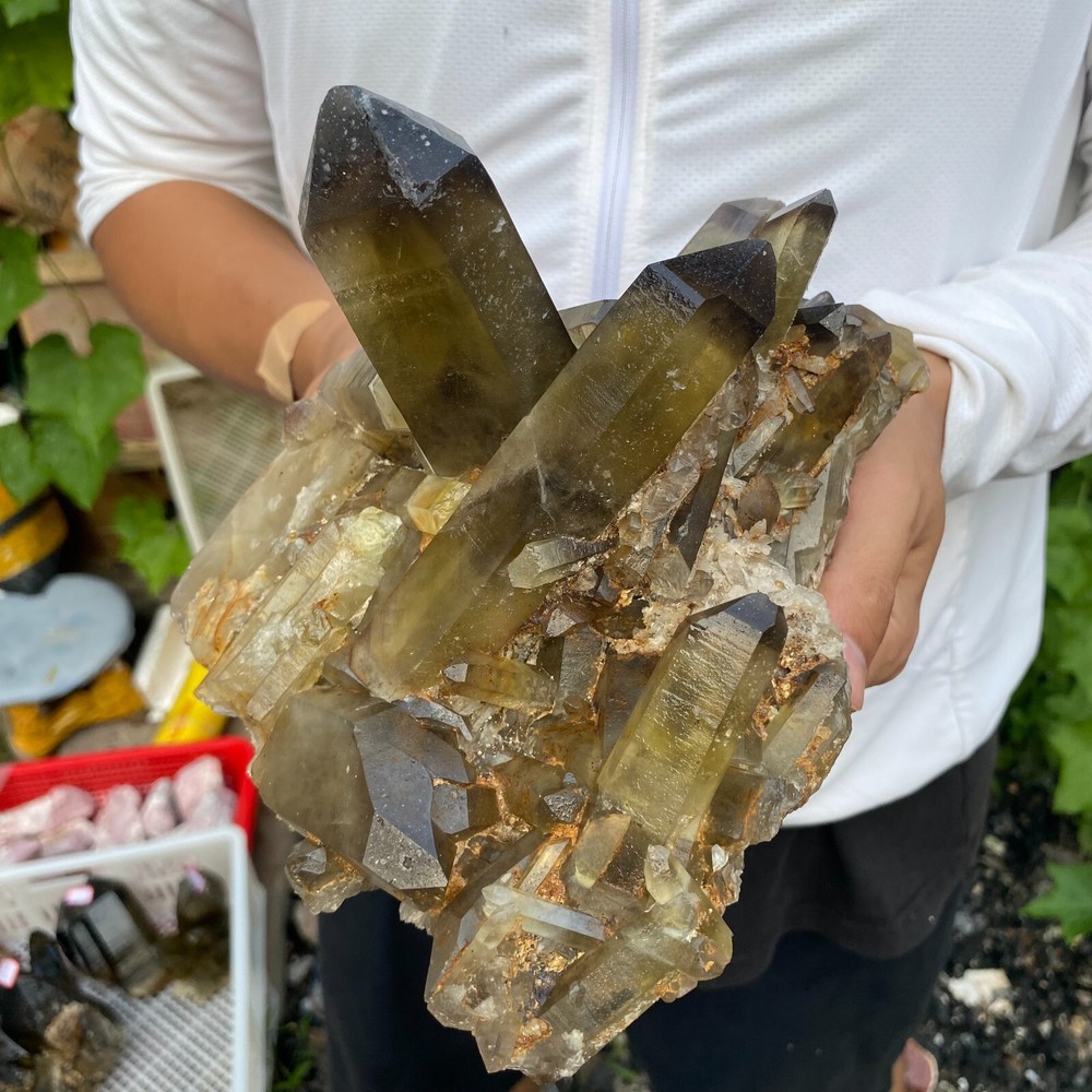 3.8lb Raw Smoky Citrine Quartz Crystal Cluster Mineral Specimen