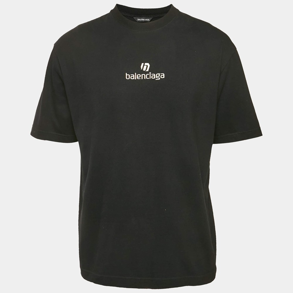 Balenciaga Black Cotton Knit Crew Neck TShirt S
