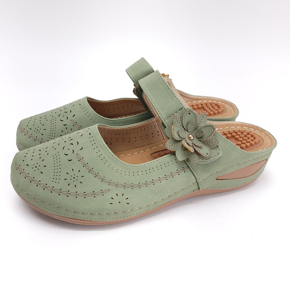 Alicegana Women’s Size 44 EU Green Summer Wedge Clog Mule Sandals Slip-On