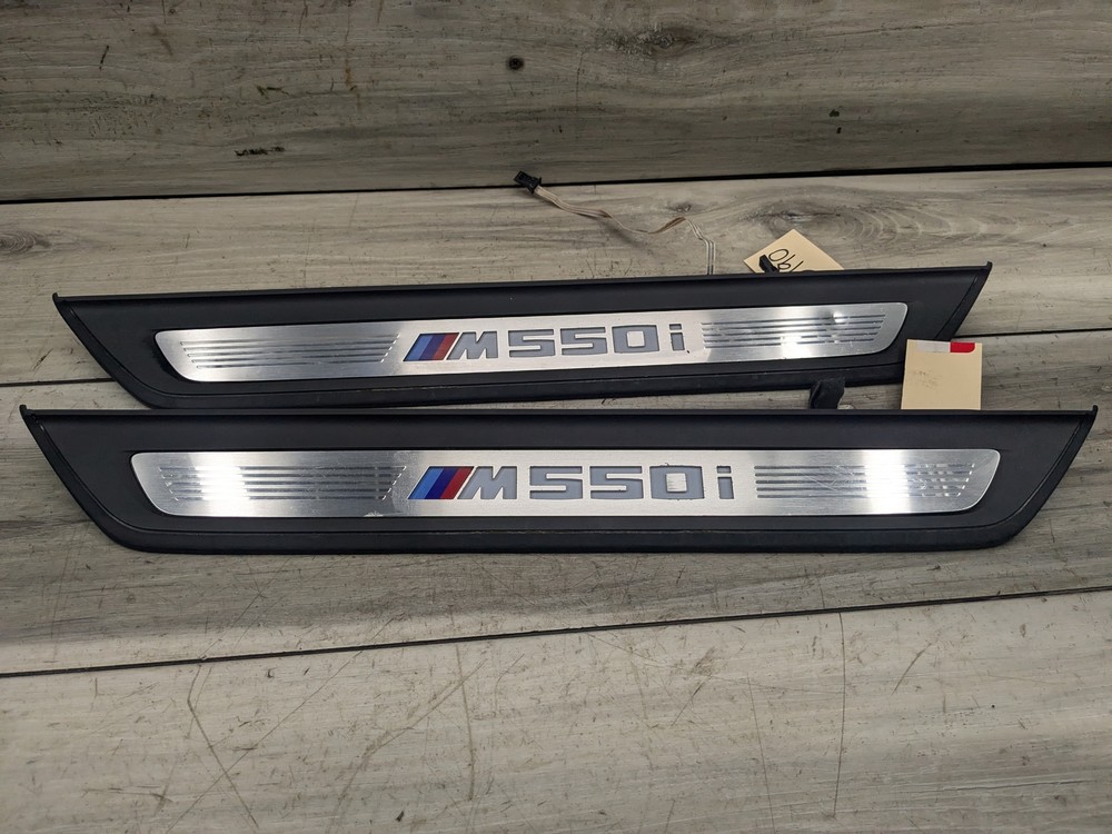 NOTE* 17-23 OEM BMW G30 Front Left Right Lighter Door Sill Molding M Trim SET