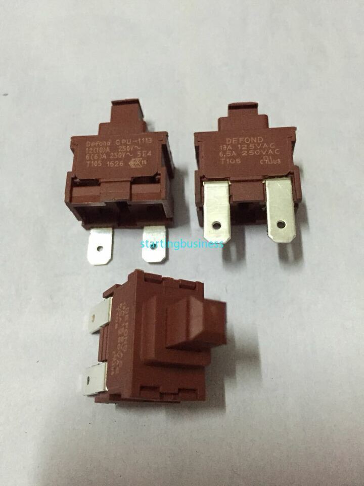 2pcs DEFOND CPU-1113 2-Pin Power Switch 13/6.5A 125/250VAC Push Button