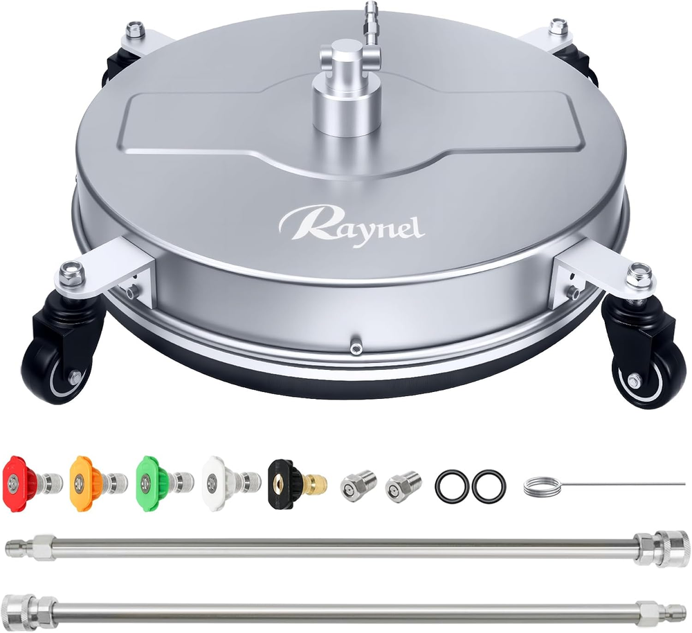 18-Inch 4-Wheel Stainless Steel Pressure Washer Surface Cleaner with 1/4-Inch Quick Connect