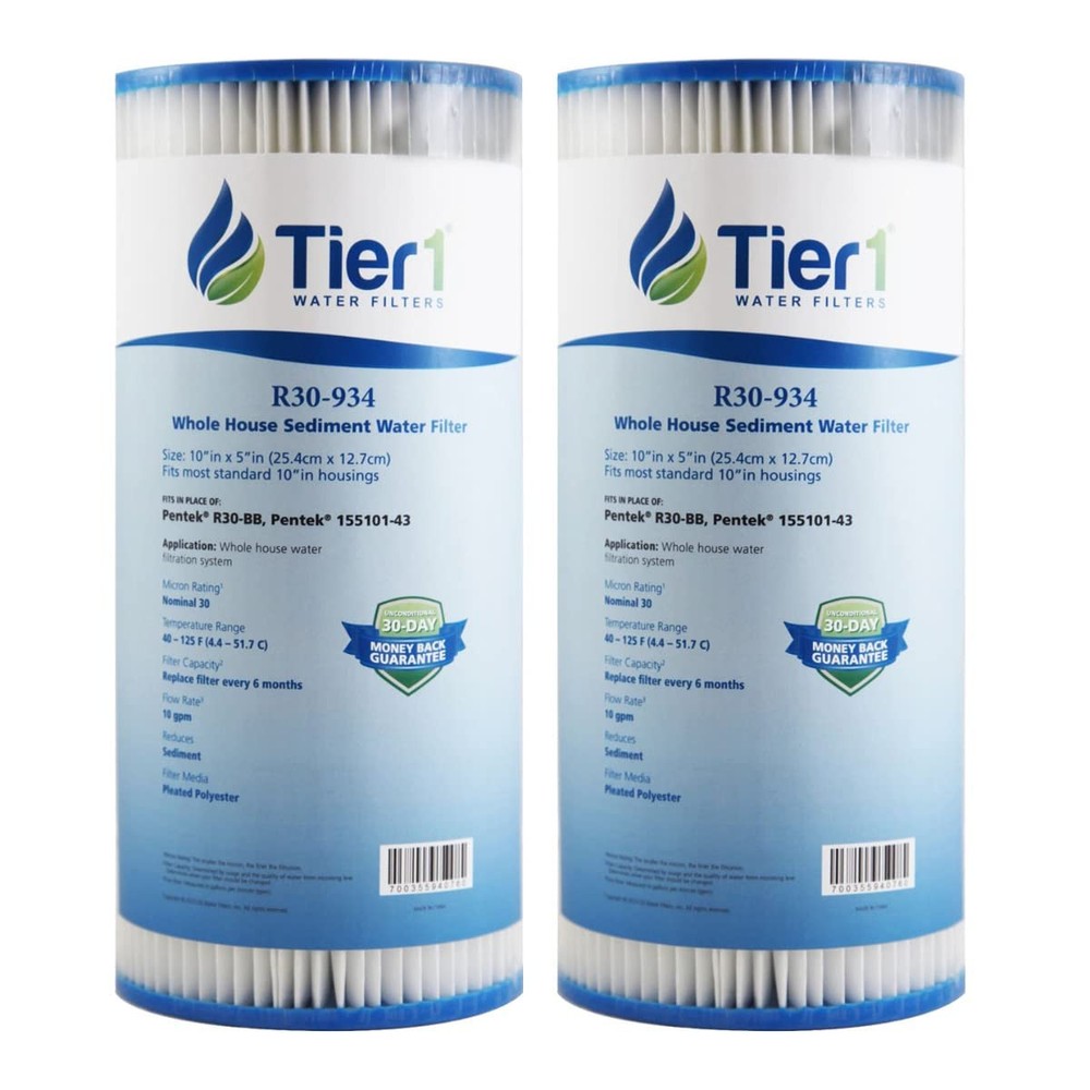 30 Micron 10 Inch x 4.5 Inch | 2-Pack Pleated Polyester Whole House Sediment ...