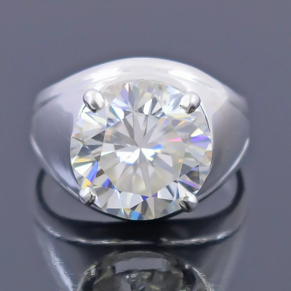 7.00 Ct Certified Round Cut White Diamond Solitaire Men Ring In 925 Silver