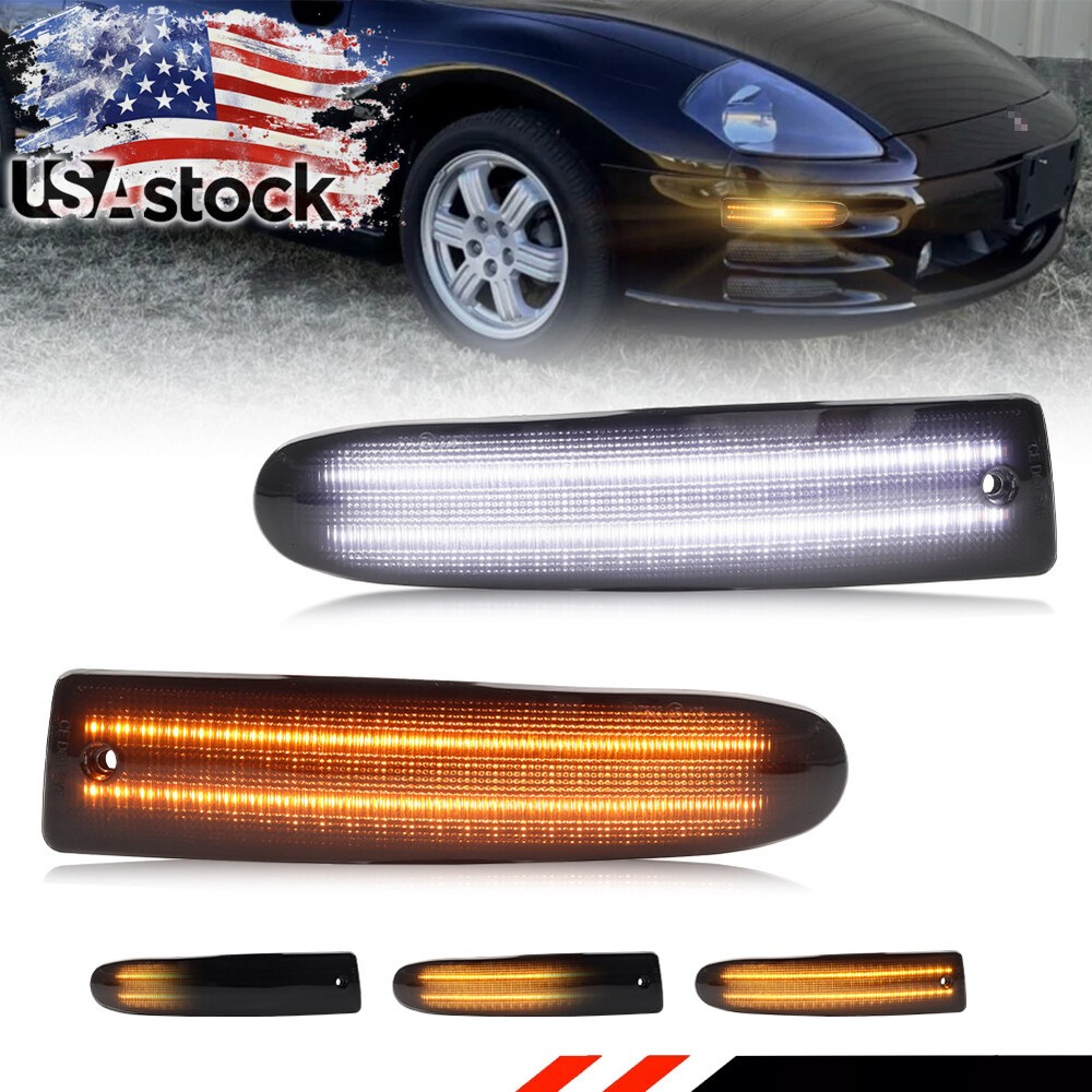 Smoked Dynamic LED Front Parking Turn Signal Lights For 00-02 Mitsubishi Eclipse