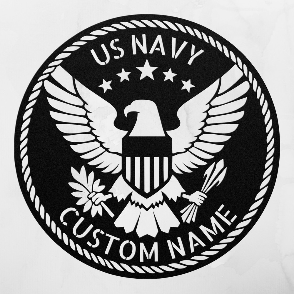 Personalized US Navy Bald Eagle Metal Sign Gift for Veterans and Navy Lovers