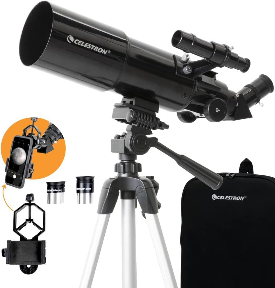 Celestron - 80mm Travel Scope - Portable Refractor Telescope - Fully-Coated