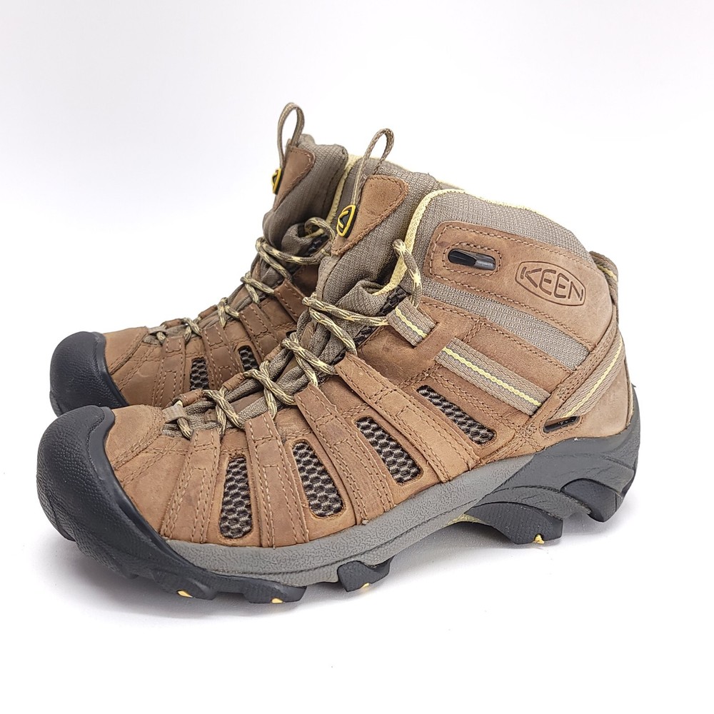 KEEN Voyageur Womens Hiking Boots Size 8.5 Brown Leather Mid Vent Trail Camping Shoes