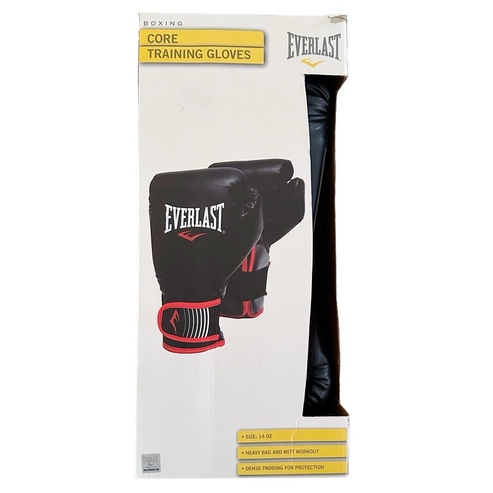Everlast Core Training Boxing Gloves 14 oz. Heavy Bag & Mitt Workout Black & Red