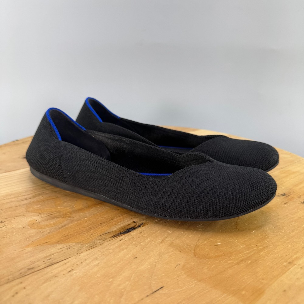 Rothys The Flat Womens Size 9 Black Knit Fabric Slip On Round Toe Ballet Loafers