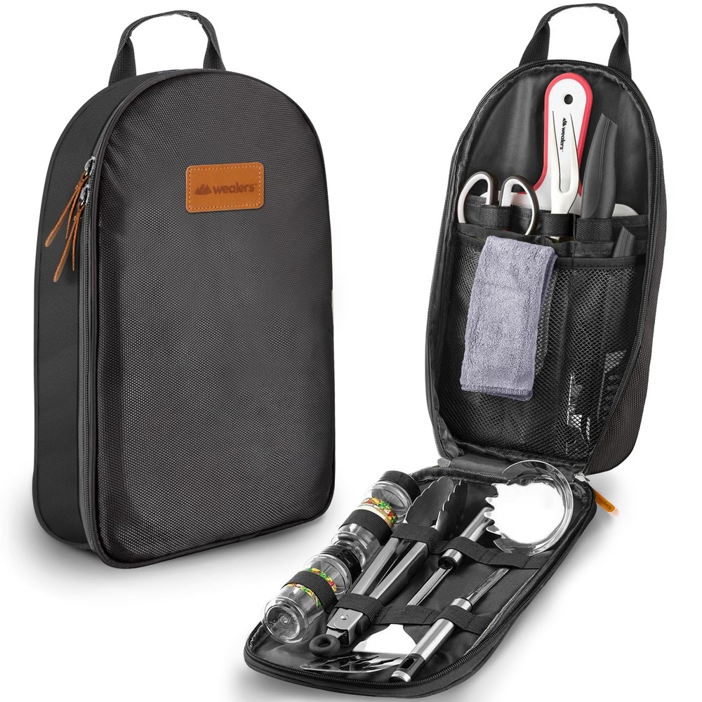 11 Piece Camp Kitchen Cooking Utensil Set Travel Organizer Grill Accessories Com