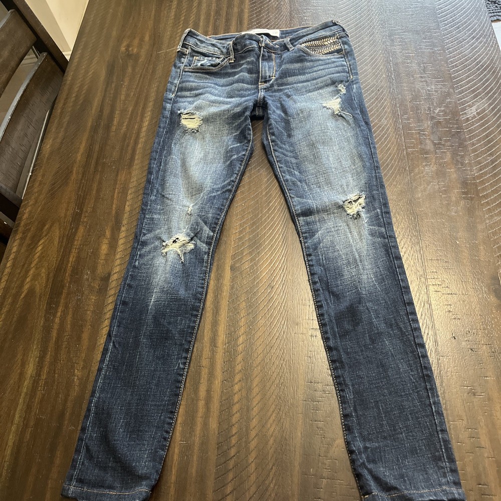 Abercrombie Fitch Jeans Womens   Size W27 4 Blue Denim Beaded Pocket
