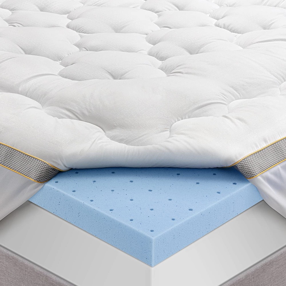 BedStory Mattress Topper Queen Size, Dual Layer Pillow Top and Gel Memory Foa...
