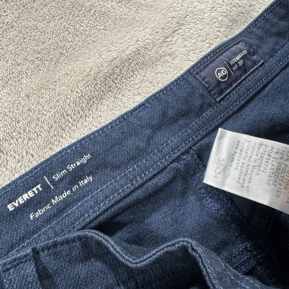 AG Adriano Goldschmied Mens Slim Straight Navy Blue Pants 38x34