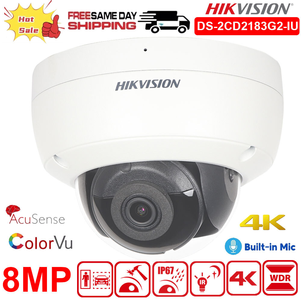 Hikvision OEM DS-2CD2183G2-IU 8MP 4K IR AcuSense Dome POE IP Camera MIC 2.8mm US
