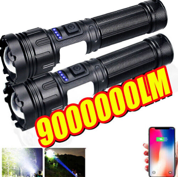 2 Pack 1000000 Lumens Super-Bright LED Flashlight Rechargeable COB Work Light