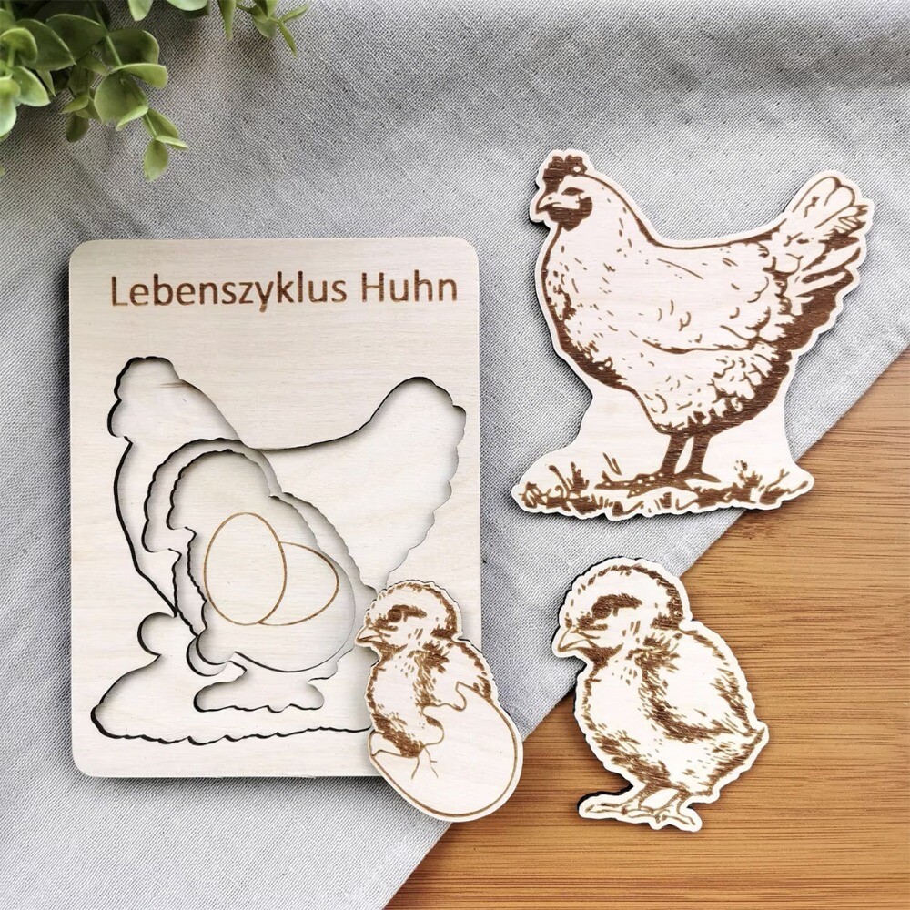 Wooden Chick Life Cycle Puzzle - Educational Growth Stages Toy for Kids  