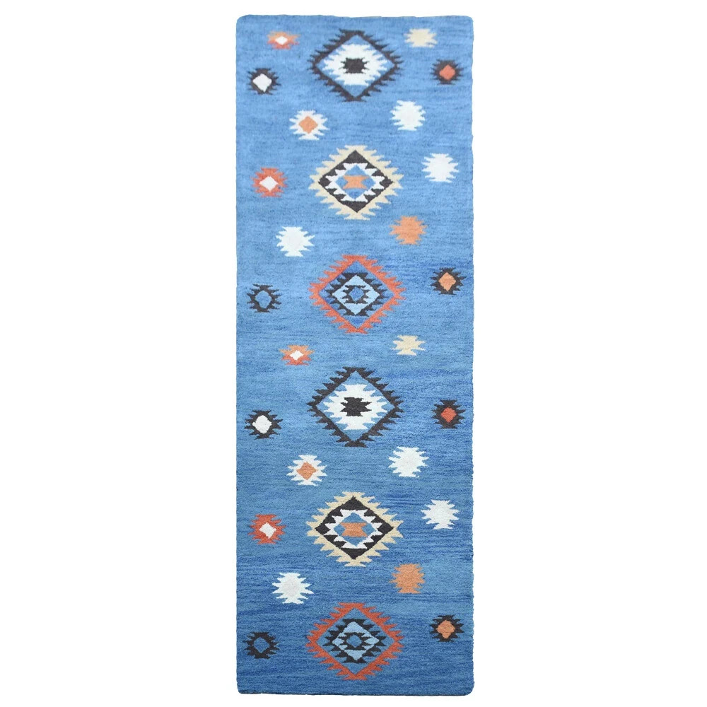 Hand Tufted Wool 2'6''x10' Runner Area Rug Oriental Light Blue BBH Home BBK00S07