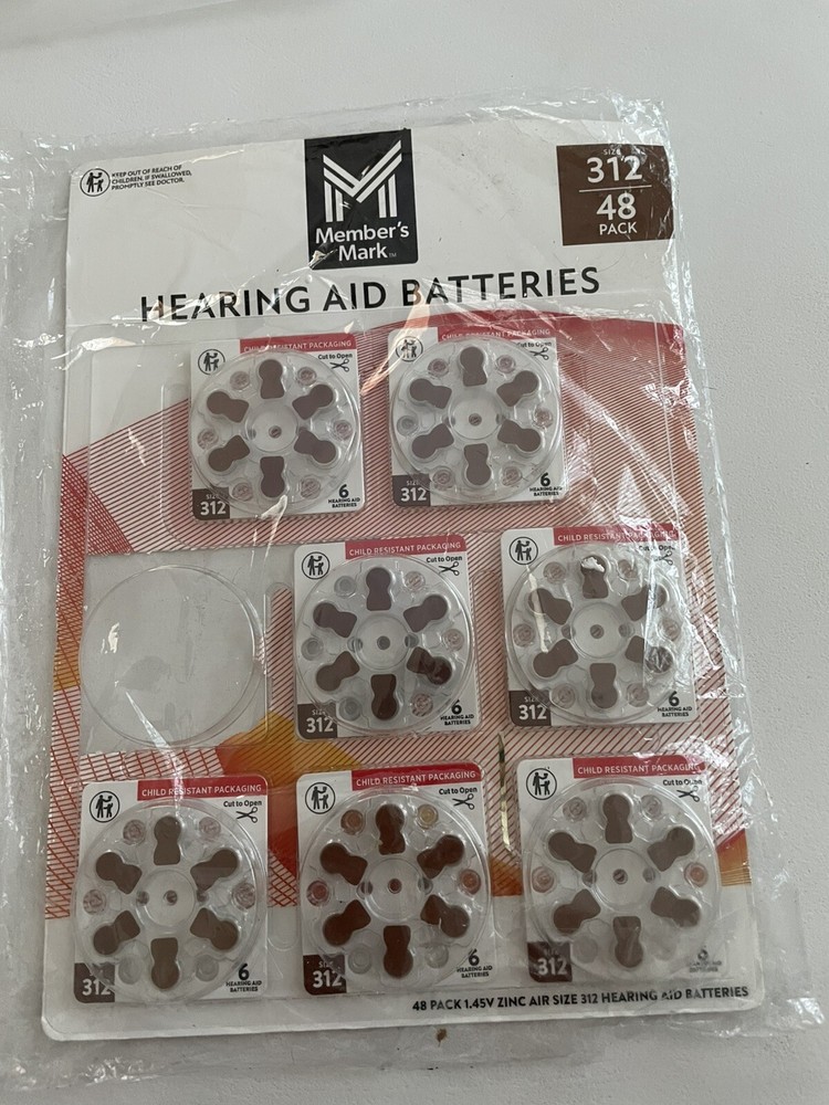 Member’s Mark 48 Pack Hearing Aid Zinc Air Batteries Size 312 Mercury Free 06/28