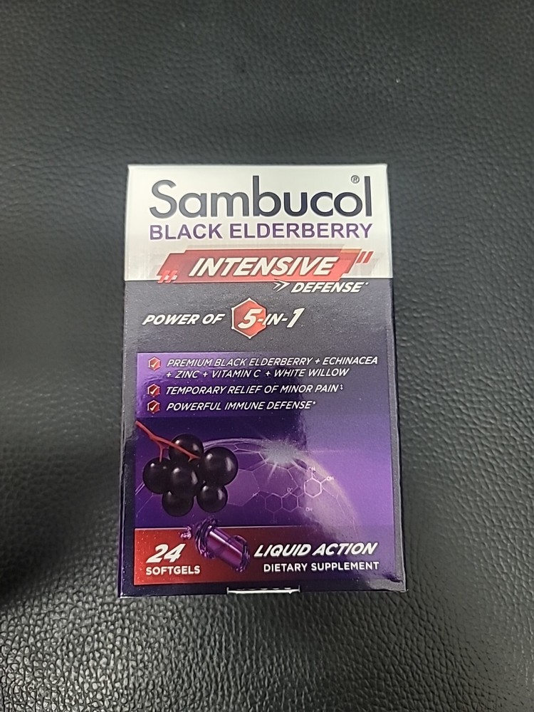 Sambucol 5-In-1 Intense Defense + Echinacea, Zinc, Vitamin C Lot Of 2 Exp 10/26
