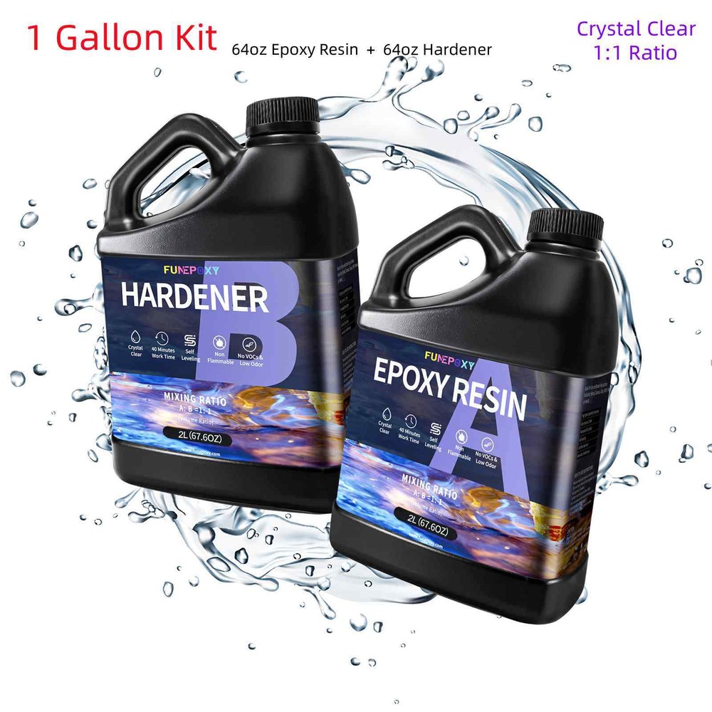 Crystal Clear Tumbler Epoxy Resin 1 Gallon Kit - Mixing 1:1 Ratio By Volume