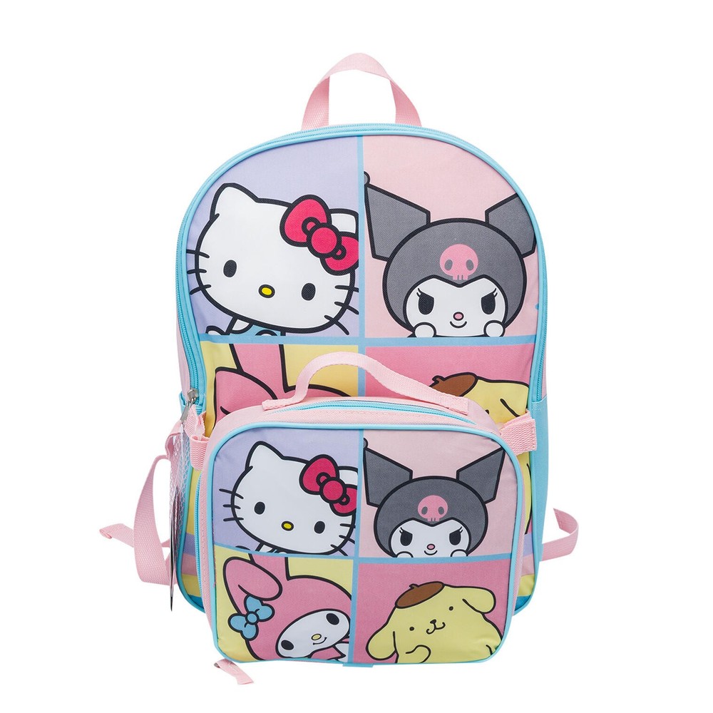 Large Backpack - Hello Kitty and Friends w/Lunch Bag 4 Pic Meldoy Kuromi 16