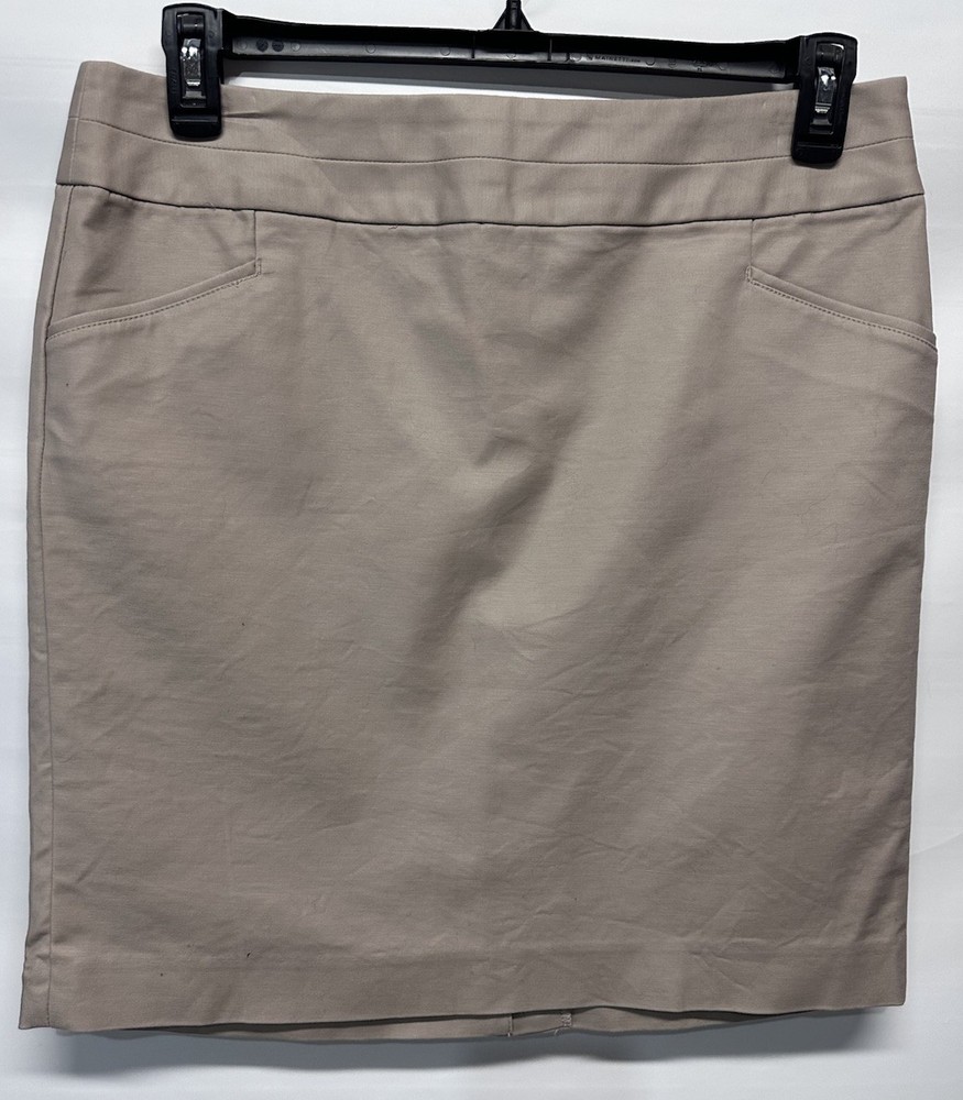 Banana Republic Stretch Khaki Cotton Elastane Skirt Knee LengthPockets Size 12