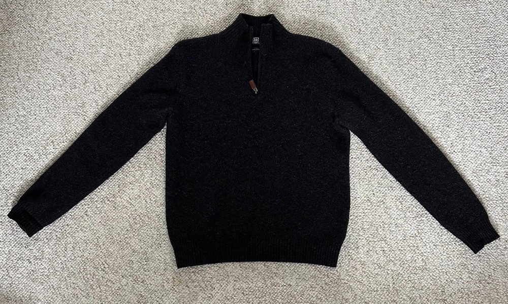 Polo Ralph Lauren Men's 1/4 Zip Pullover Black 100% Lambs Wool Italian Yarn