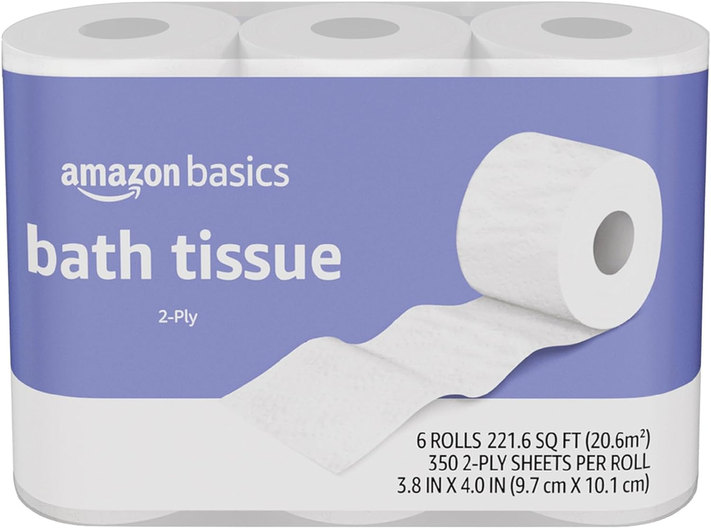 2-Ply Toilet Paper 6 Rolls = 24 Regular Rolls, 350 Sheets, (1 Pack of 6), Unscen