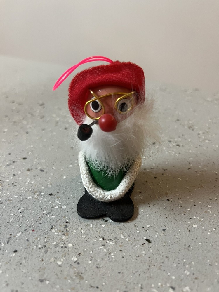 VTG Swedish Tomte Style Christmas Wood Figurine Santa Claus Gnome Ornament 3”