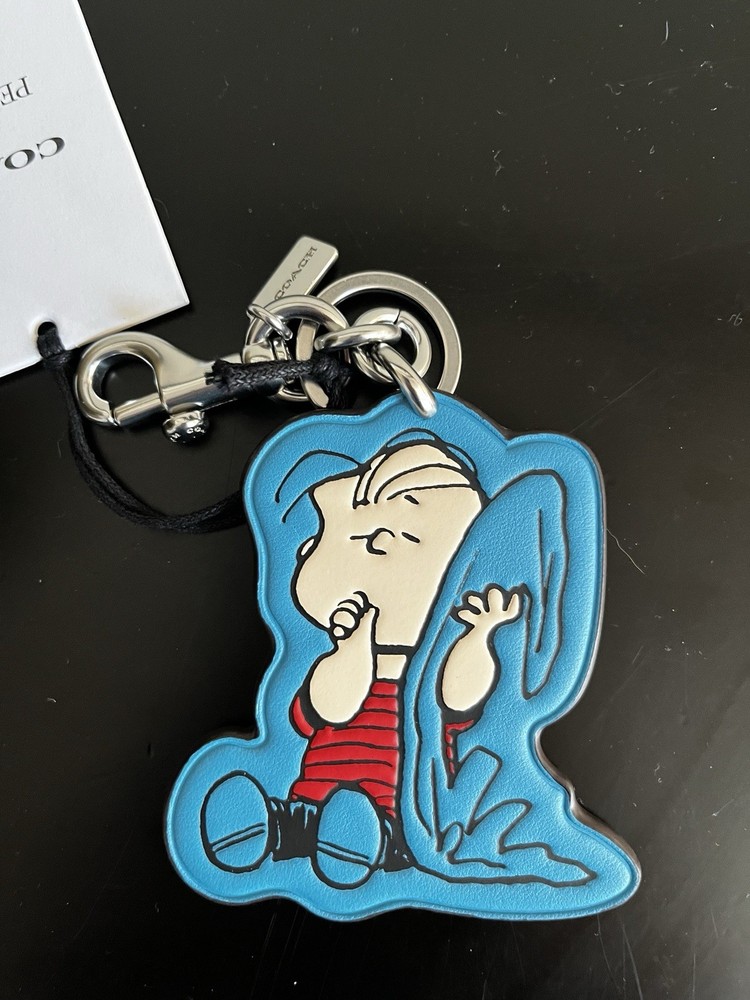 Coach x Peanuts Linus Leather Keychain 75th Anniversary NWT CBG58