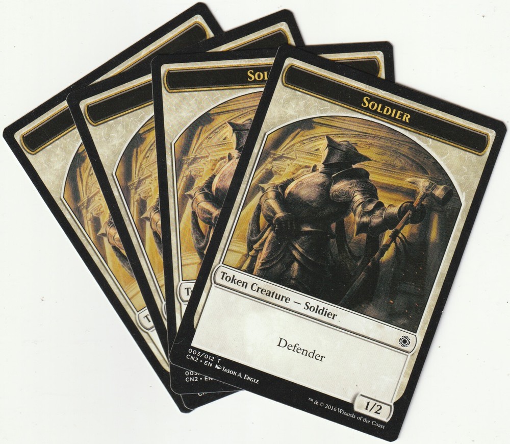 ✪ 4 MAGIC The Gathering SOLDIER White Creature Tokens MTG PLAYSET CN2/EN 2016