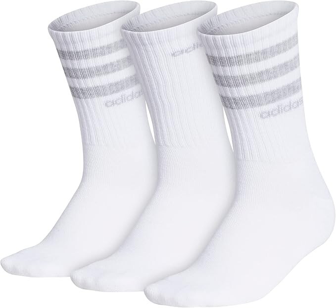 Adidas Women's 3-Stripe Performance Aeroready 3 Pair Crew Socks Shoe Size 5-10