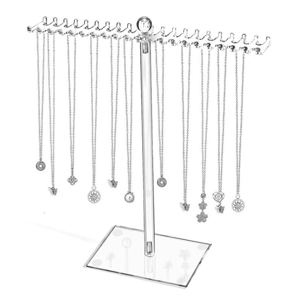 1pc Acrylic Necklace Display Stand Clear Jewelry Box Rack Pendant Holder 42 Hook