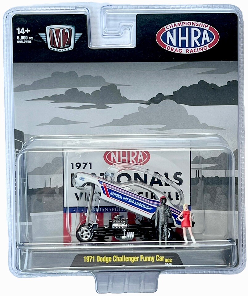M2 MACHINES DIORAMA AUTO FIGS 1971 DODGE CHALLENGER FUNNY CAR NHRA
