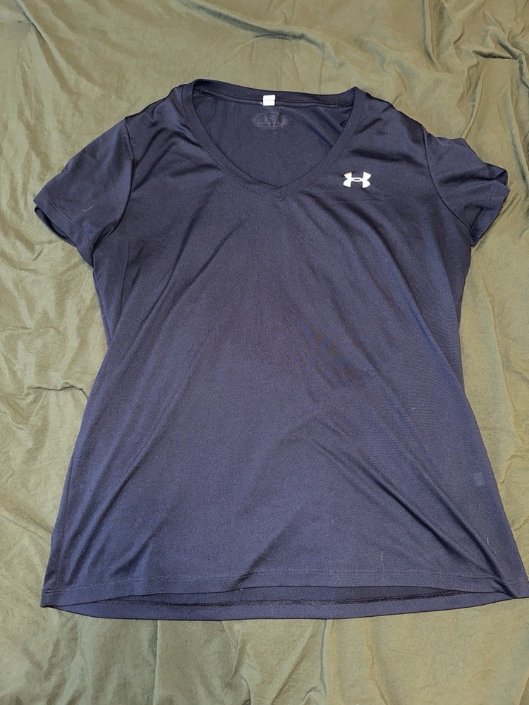 Under Armour HeatGear Women's Lightweight V-Neck Loose Navy T-Shirt Size L
