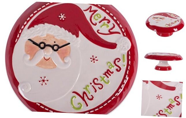 Seasonal Holiday Baking Collection Decorative Kitchen Merry Santa Cake Stand-image